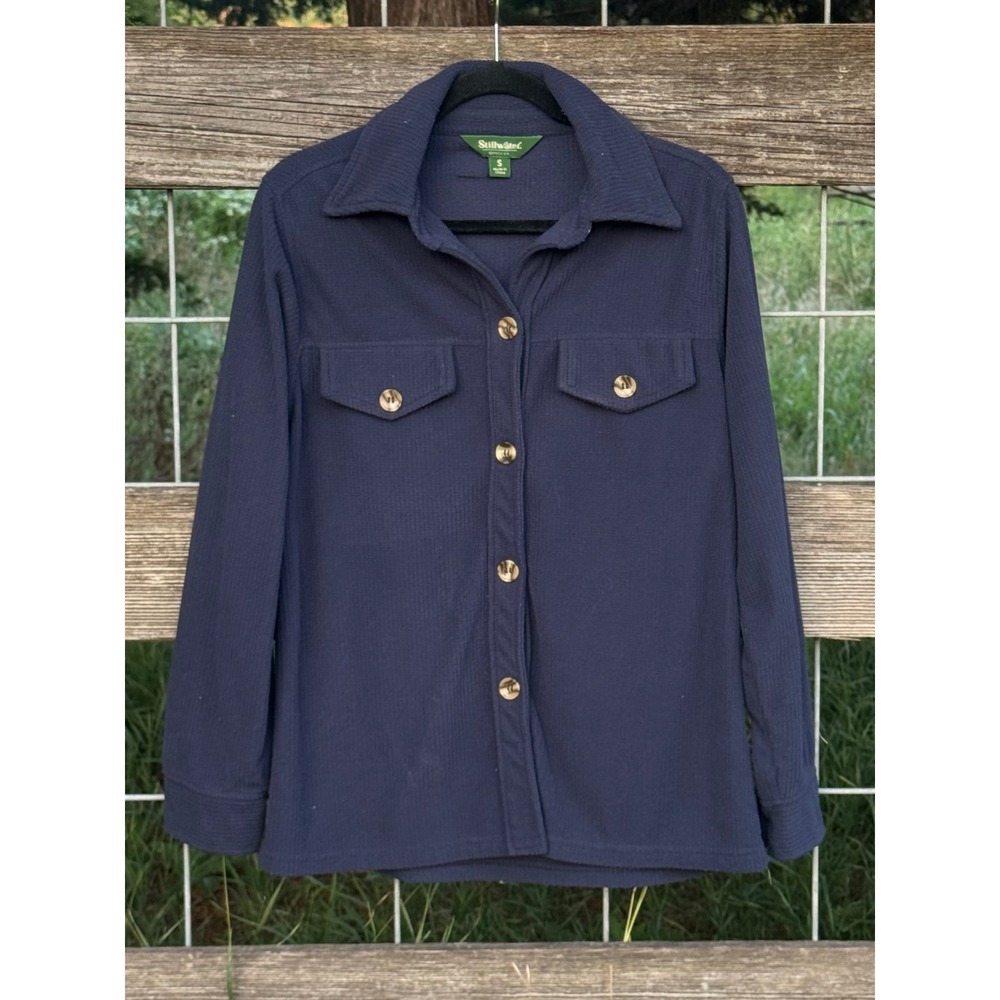 Stillwater Supply Co Navy Blue Waffle Knit Fleece Shacket Shirt Jacket Mens S
